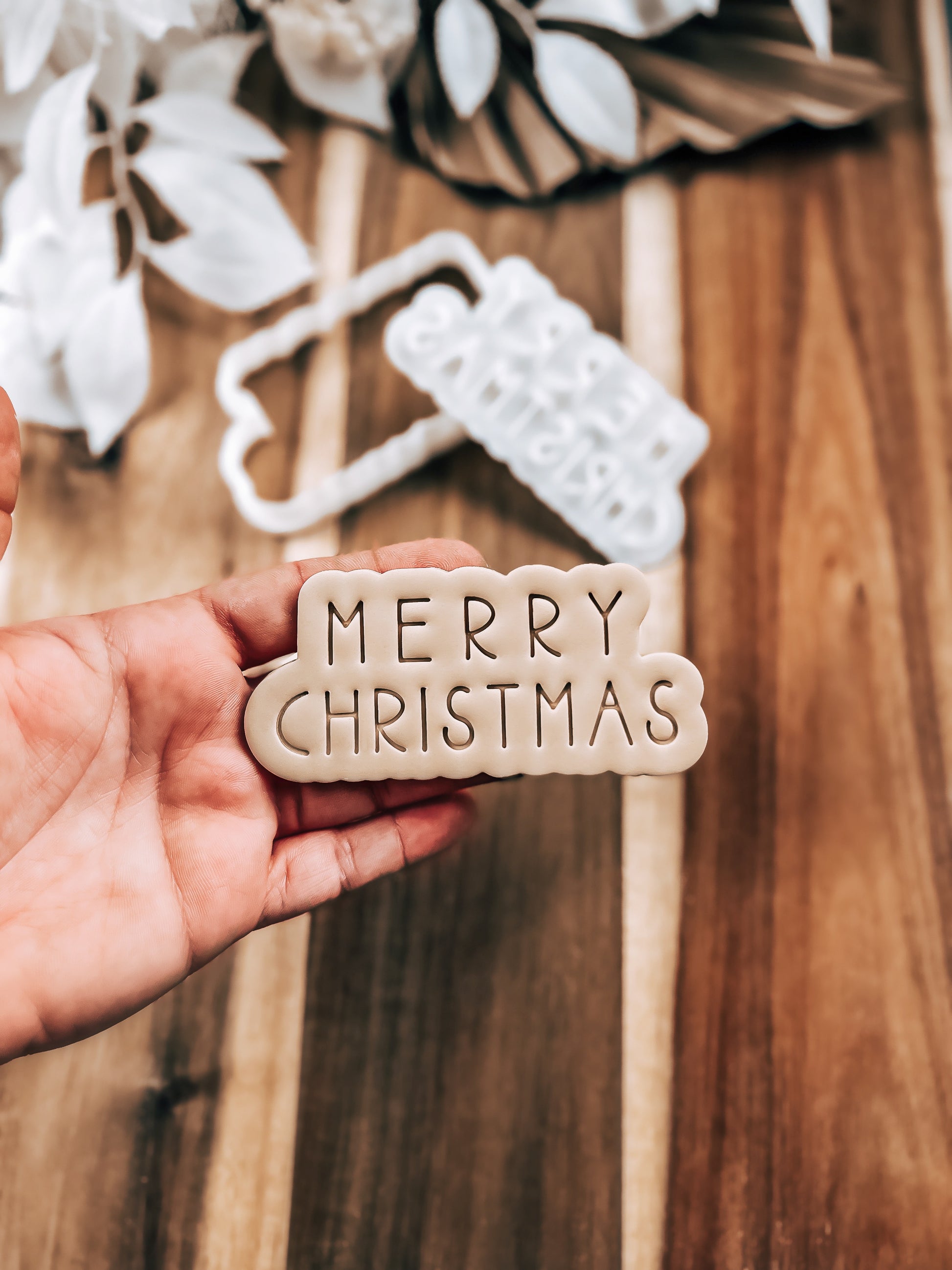 Merry Christmas - Cookie Stamp & Cutter - Fondant & Sugar Cookies