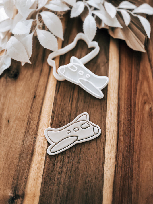 Cartoon Plane - Cookie Stamp and Cutter - Ideal for Fondant & Sugar Cookies