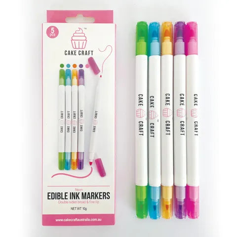 Neon Edible Markers 5 pack - Perfect for Fondant & Cookie Decorating