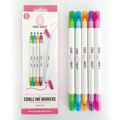 Neon Edible Markers 5 pack - Perfect for Fondant & Cookie Decorating