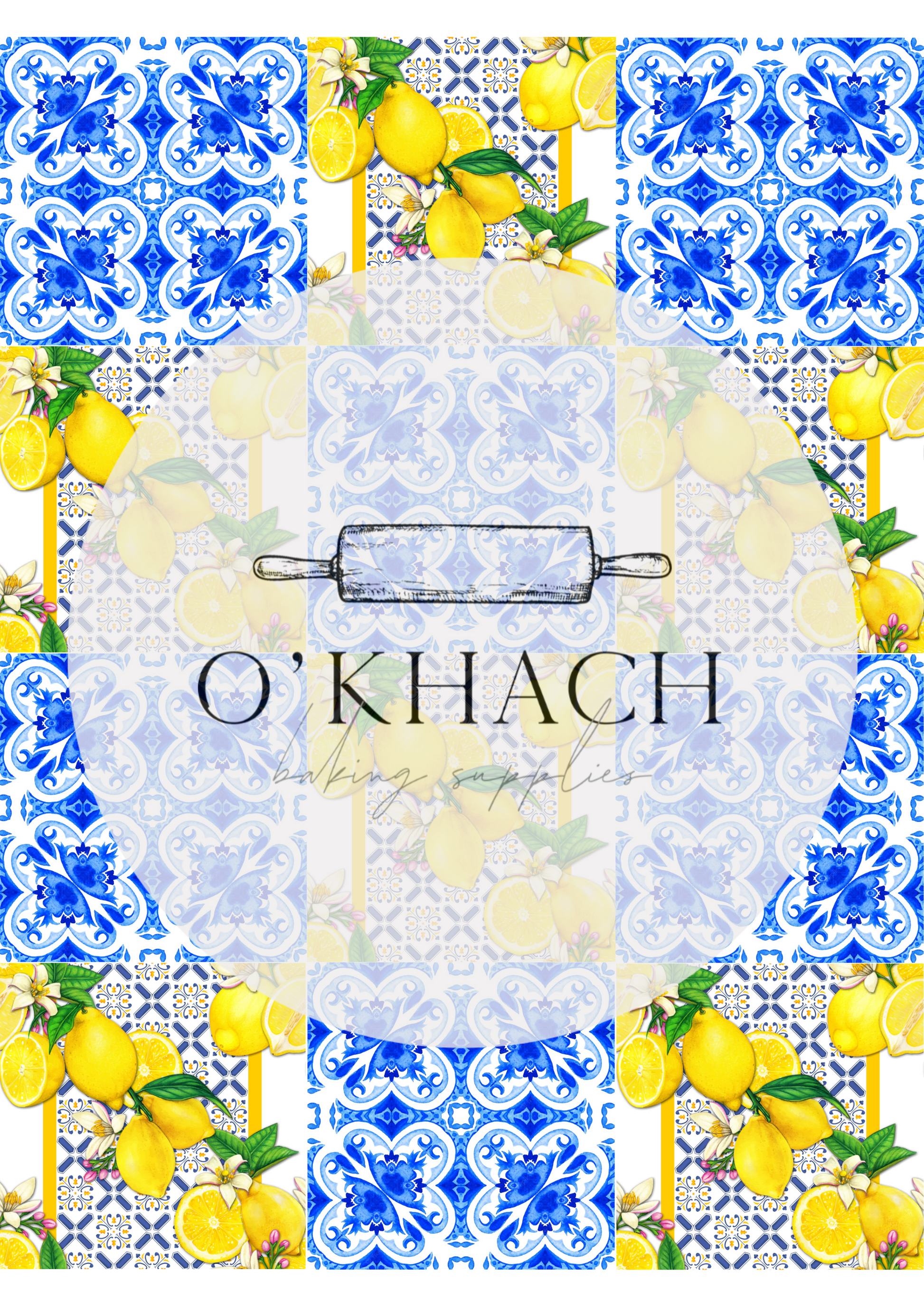 Positano & Lemon Details Pattern No.27 - Edible Image - Premium Edible Image from O'Khach Baking Supplies - Just $16.99! Shop now at O'Khach Baking Supplies