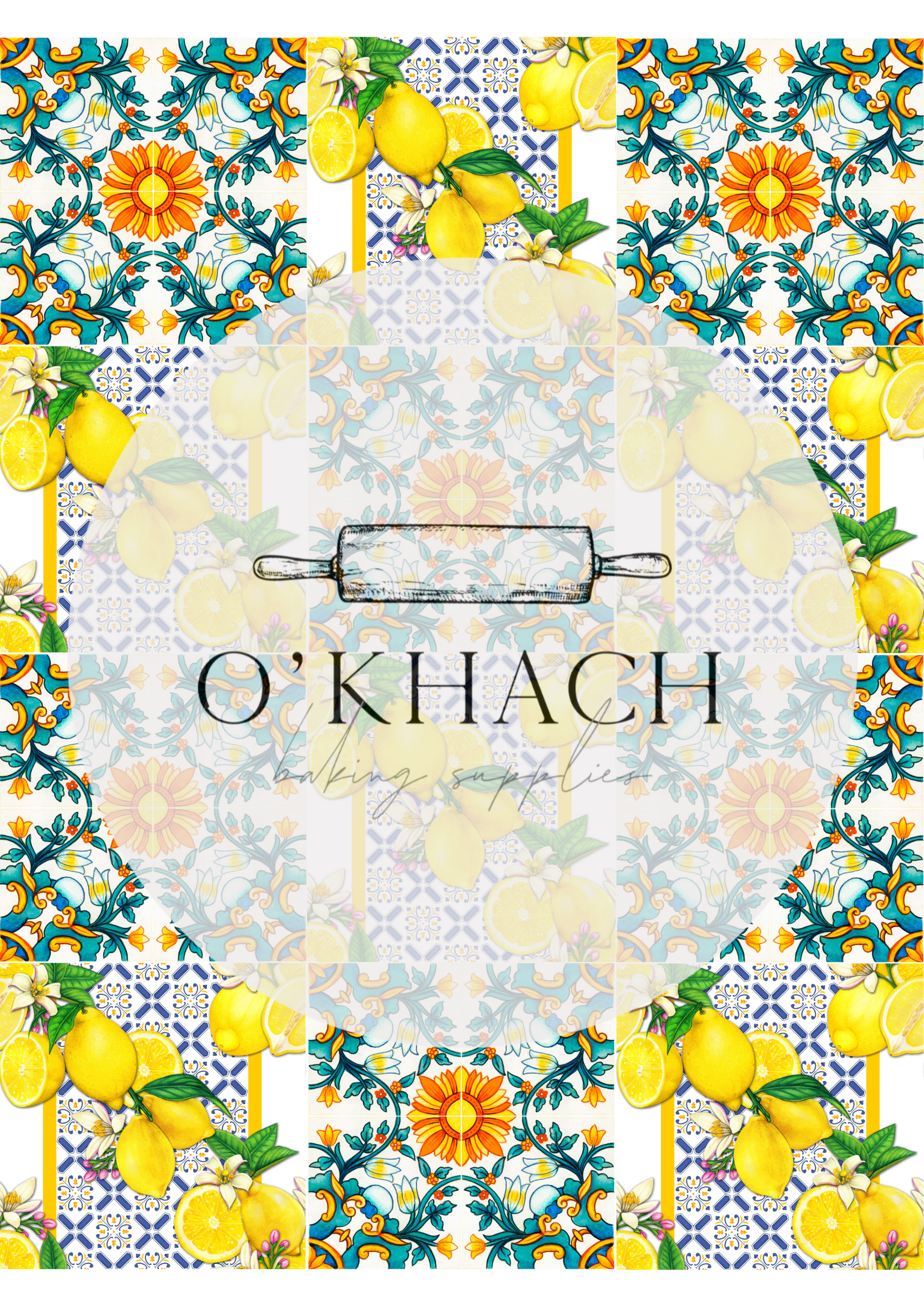 Positano & Lemon Details Pattern No.28 - Edible Image - Premium Edible Image from O'Khach Baking Supplies - Just $16.99! Shop now at O'Khach Baking Supplies