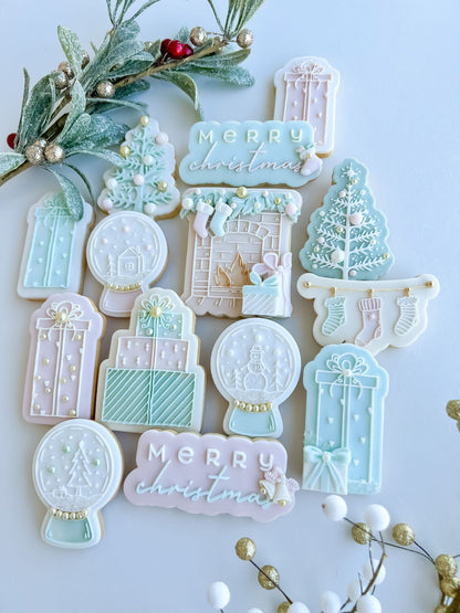 Snowy Christmas Tree 'UP' - Cookie Stamp & Cutter - Fondant & Sugar Cookies