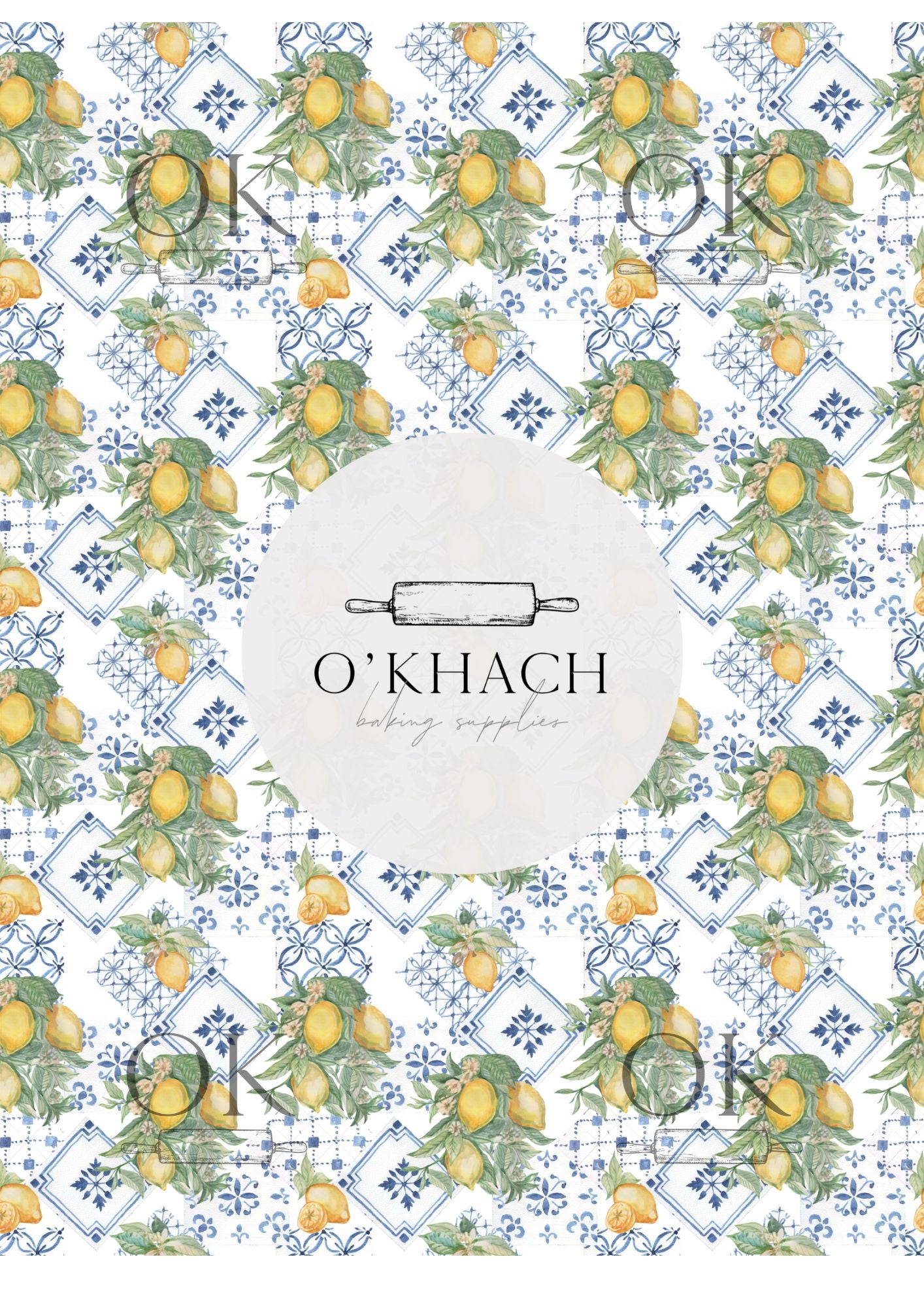 Positano & Lemon Details Pattern No.16 - Edible Image - Premium Edible Image from O'Khach Baking Supplies - Just $16.99! Shop now at O'Khach Baking Supplies