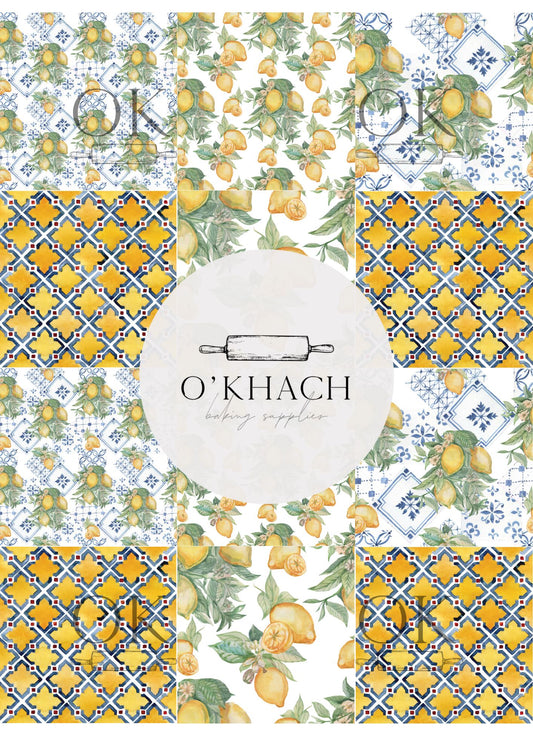 Positano & Lemon Details Pattern No.24 - Edible Image - Premium Edible Image from O'Khach Baking Supplies - Just $16.99! Shop now at O'Khach Baking Supplies