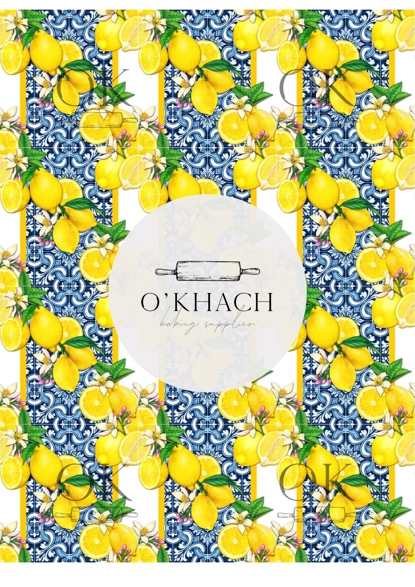 Positano & Lemon Details Pattern No.8 - Edible Image - Premium Edible Image from O'Khach Baking Supplies - Just $16.99! Shop now at O'Khach Baking Supplies